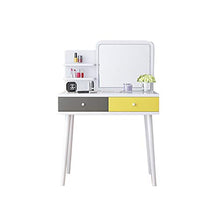 Wuxingqing Tavolo da toeletta Semplice Moderna Vanity Set con Specchio e ha attenuato Sgabello, Trucco Dressing Table con 2 cassetti 3 Livello di Storage Shelf per Regalo Donna Ragazza Bambini