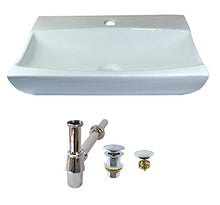 Set lavabo in ceramica + stopper senza protezione anti-overflow + sifone ovale lavabo in ceramica 48,5 cm L 32 cm B