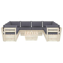 SKM Set Divani da Giardino su Pallet 9 pz con Cuscini Legno Abete (179.1kg) Antracite-3600