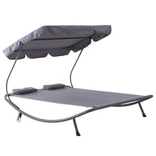 Outsunny Lettino Matrimoniale 2 Posti Prendisole Parasole Regolabile Esterno e Giardino 200 x 170 x 134cm Grigio