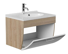 Salona - Set da bagno da 2 pezzi | Lavabo 70 cm + armadietto a LED | rovere bianco