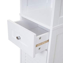 Mendler Set arredi bagno HWC-F75 MDF bianco 2x mobili alti specchio mobile sotto lavabo