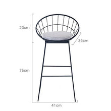 LWW Sgabelli, Sedia Sgabelli moderni con schienale poggiapiedi per la cucina di alta panno Sgabello Cuscino Sedie da pranzo | Legs Bar industriale sgabello di metallo,Grigio,75CM