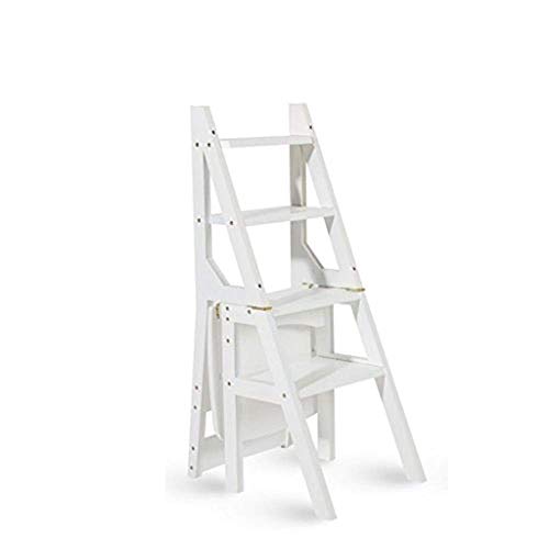 Sgabello Multifunzionale, Sgabello Portatile, Sgabello Pieghevole Multifunzionale in Legno massello, Sedia scaletta a Quattro gradini Bambini Esterni, Interni