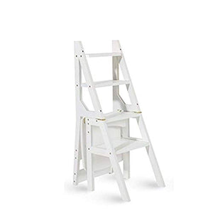 Sgabello Multifunzionale, Sgabello Portatile, Sgabello Pieghevole Multifunzionale in Legno massello, Sedia scaletta a Quattro gradini Bambini Esterni, Interni
