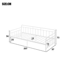 Daybed - Telaio letto in metallo con rete a doghe in metallo, per letto degli ospiti, 90 x 200 cm, colore: Bianco