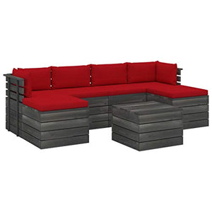 vidaXL Set Divani da Giardino su Pallet 7 pz con Cuscini Massello Pino