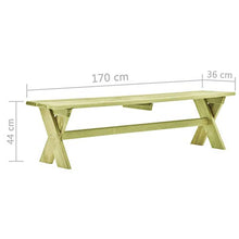 BIGTO Panca da giardino 170 cm in legno di pino impregnato, 170 x 36 x 44 cm (L x P x A)