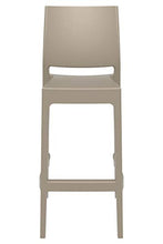 CLP Set 2 Sgabelli Bar Maya Impilabili In Polipropilene I Coppia Sedie Sgabello Alte Outdoor Con Schienale Alt 75CM, Colore:fango