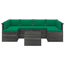 FAMIROSA Set Divani da Giardino su Pallet 7 pz con Cuscini Massello Pino-1988