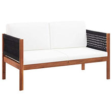 Tidyard Divano da Giardino per Esterno a 2 Posti in Massello d'Acacia con Cuscini Bianchi,Panca da Giardino per Esterno a 2 Posti in Legno 122 x 65 x 60 cm