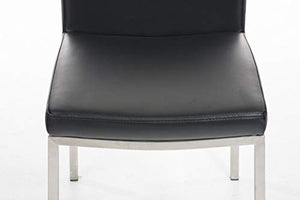CLP Sedia Pranzo Grenoble in Similpelle E Acciaio Inox I Sedia Soggiorno Imbottita Moderna, Alt. 48 CM I Sedia Tavolo Salotto Moderna, Colore:Nero