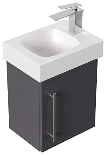 emotion Lavabo con mobiletto, Legno, Antracite Lucido, 38, 2 unità