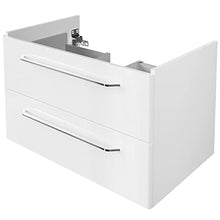 FACKELMANN - Set di mobili da bagno, 4 pezzi, colore: Bianco lucido Milano - Lavandino in ceramica da appendere, 100 cm e 3 ante a LED