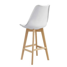 [en.casa] Set di 2 Sgabelli da Bar 2 Sedie Alta con Gambe di Legno Massello di Faggio con Poggiapiedi Seduta Imbottita Cucina/Bar/Ristorante - Bianco