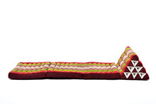 Leewadee Materasso Pieghevole a Tre segmenti: Comodo Tappeto con Cuscino Triangolare in Eco-kapok Fatto a Mano, Materasso thailandese, 170 x 53 cm, Rosso Verde