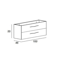 Mobile bagno sospeso moderno Floreale Miami nero,cm 100, specchio led e lavabo