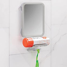 mDesign Specchietto da Bagno – Specchio Doccia da Barba o depilazione, con Pratico Sostegno per Schiuma da Barba – Impiegabile Anche Come Specchio cosmetico – Grigio Chiaro