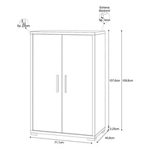 Mobile Armadio 2 ante H110 L71 P41 Cm Strutura color cemento frontali bianco ossido Dd270k