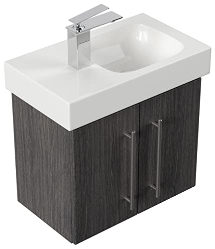 Mobile bagno con lavabo Geberit Icon XS 53cm a sinistra antracite venato