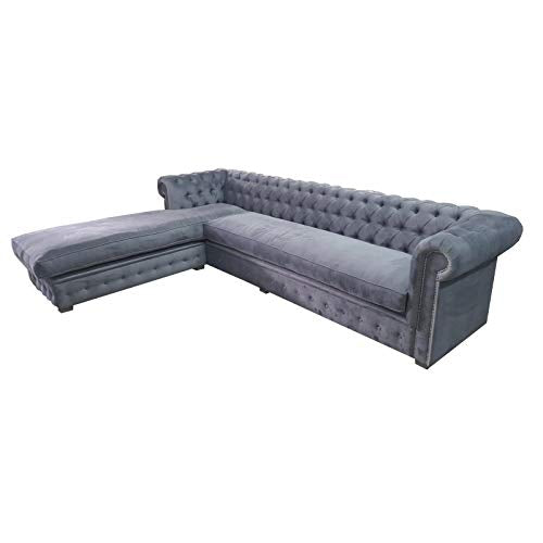 JVmoebel Divano angolare in velluto Chesterfield, in tessuto, ad angolo, per divano