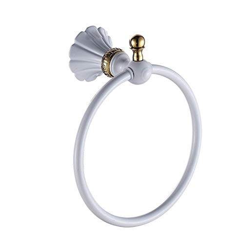 MBYW Portasciugamani Moderno Portasciugamani Elegante per Il Anello portasciugamani in Rame con Hardware, Anello portasalviette Verniciato Bianco, Anello portasciugamani da Parete per Bagno