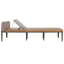 Festnight Lettino Prendisole Regolabile con Cuscini in Massello Acacia Marrone,Lettino da Sole,Sedia Sdraio,Lettino da Spiaggia 200 x 160 x (36-80) cm