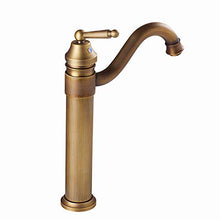 HYY-YY - Rubinetto antico per lavabo con miscelatore rotante in ottone massiccio monovasca, lavabo, lavandino con tubi caldi e freddi