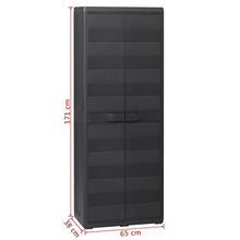 Cikonielf Armadio Alto da Esterno Impermeabile 65 x 38 x 171 cm Armadietto da Giardino con 2 Porte e 3 Ripiani Regolabili Ventilati,Armadio da Balcone in PP,Nero