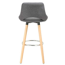 WOLTU Sgabello da Bar per Cucina Ristorante con Poggiapiedi Gambe in Legno Massello, Tessuto di Lino Grigio Scuro BH111dgr-1