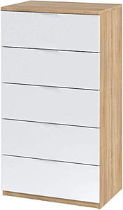 iperbriko Cassettone cassettiera Camera Bianco Rovere cm 60 x 40 x 110 h