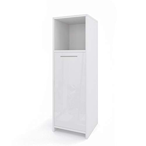 Vicco Mobiletto bagno medio Kiko Armadietto bagno Bianco/Cemento/Bianco lucido