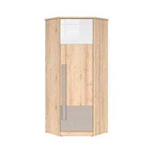 SMARTBett NAMECK - Armadio angolare 1 anta in faggio, bianco lucido/grigio