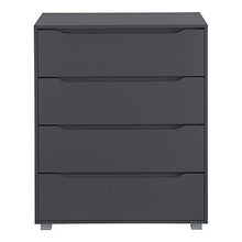 [en.casa] Comò con 4 Cassetti e Piedini Casettiera Capiente 101,5 x 80 x 48 cm Mobile Multiuso per Camera/Ufficio - Grigio Scuro