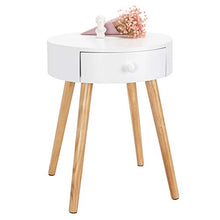 WOLTU TS51ws-1 Comodino Rotondo con Cassetto Organizzatore da Letto Tavolino da Salotto in Legno Bianco 38 cm