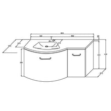 Mobile da bagno sospeso DANA 850 - design leggermente arrotondato - antracite, Piletta Pop-up:Senza piletta Pop-up