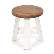 DESIGN DELIGHTS - Sgabello in Legno Massiccio Riciclato, 23 x 20 x 20 cm (A x L x P), Colore: 06 Bianco e naturale