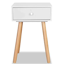 Comodino ausiliario bianco con cassetto, set di 2 comodini da notte in legno massello di pino per camera da letto, 40 x 30 x 61 cm