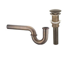 KELWF Trappola per Bottiglie Sifone Tondo in Ottone Kit P-Trap Antico/Nero Vasca da Bagno per lavabo con Scarico Pop-up Balck 1
