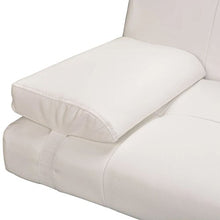 Festnight Adjustable Bed Sofa with Two Pillows Divano Letto Regolabile in Ecopelle/Similpelle/Pelle Artificiale con Due Cuscini da Soggiorno 168 x 77 x 64 cm Bianco/Nero