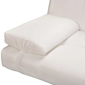 Festnight Adjustable Bed Sofa with Two Pillows Divano Letto Regolabile in Ecopelle/Similpelle/Pelle Artificiale con Due Cuscini da Soggiorno 168 x 77 x 64 cm Bianco/Nero