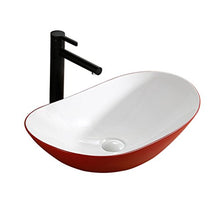 Nordico Esterno Rosso Interno Bianco Ovale Sottile Lavandino Ceramico 60 CM Bagno Sopra Contro Lavabo Lavabo Arte Bacino Lavabi (colore : A)