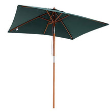 Outsunny Ombrellone Rettangolare in bambù e Poliestere, Filtra Raggi UV, per Esterni/Giardino/Terrazzo, Verde 2x1,5x2,3m