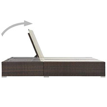 Tidyard Lettino Prendisole Doppio in Polyrattan,Lettino Prendisole Doppio da Giardino Piscina Spiaggia in Rattan Marrone