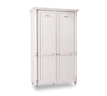 Armadio 2 ante, colore legno bianco, 203X59X122 cm - adatto per una cameretta da bambino - stile shabby