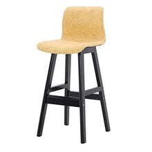 XEWNEGTZI Sgabello da Bar per La Colazione in Legno per La Casa, Sedile in PU E Schienale Ergonomico, per Sgabello Alto da Bancone/Ristorante/Pub, Carico 160 kg (8 Colori, 62 Cm)(Color:Giallo)