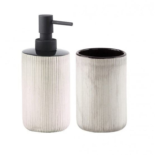 Kiamami Valentina Set Accessori LAVABO per SPAZZOLINI E Sapone Grigio Chiaro | NAMBINO