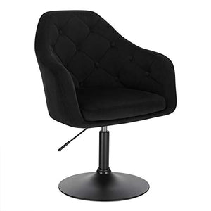 WOLTU BH239sz-1 Poltroncina da Bar Sgabello Girevole Camera da Letto Sedia Imbottita Moderna, Velluto Nero