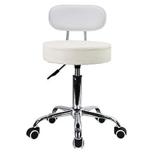 KKTONER Sgabello Girevole in Pelle PU con Schienale Regolabile in Altezza Computer per Ufficio Colore Bianco