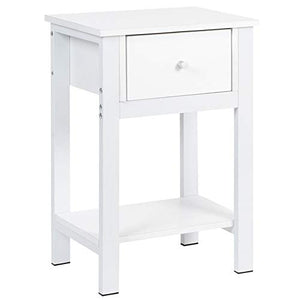 Comodino Camera da Letto Moderno, Tavolino Comodino con Cassetti e Ripiano, Tavolino da Divano Bianco, Tavolino da Divano Bianco per Soggiorno, Camera da Letto, 40,2 x 30,2 x 60,5 cm
